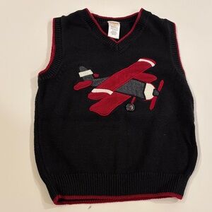 Gymboree Black and Red Airplane Sweater Vest